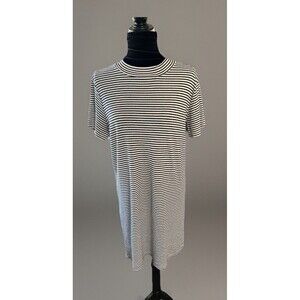 Bohme Striped Dress High Neck Short Sleeve Blue&white Size Large Nautical